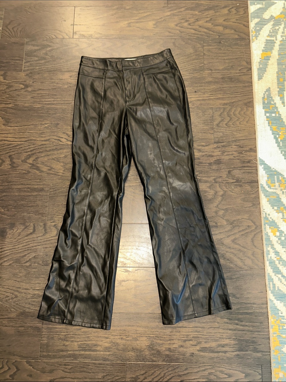 We The Free Black Faux Leather Wide-Leg Trousers